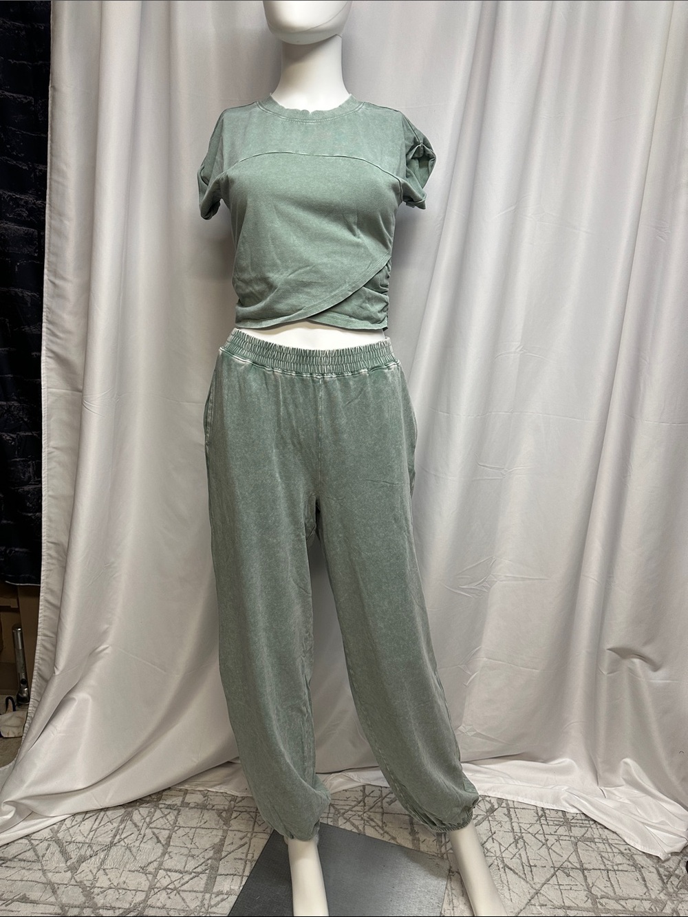 Double Zero Sage Green Two-Piece Crossover  Set